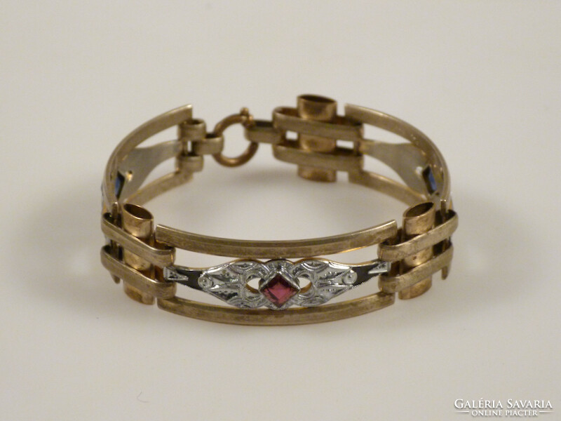 Art deco gold-plated bracelet with stones