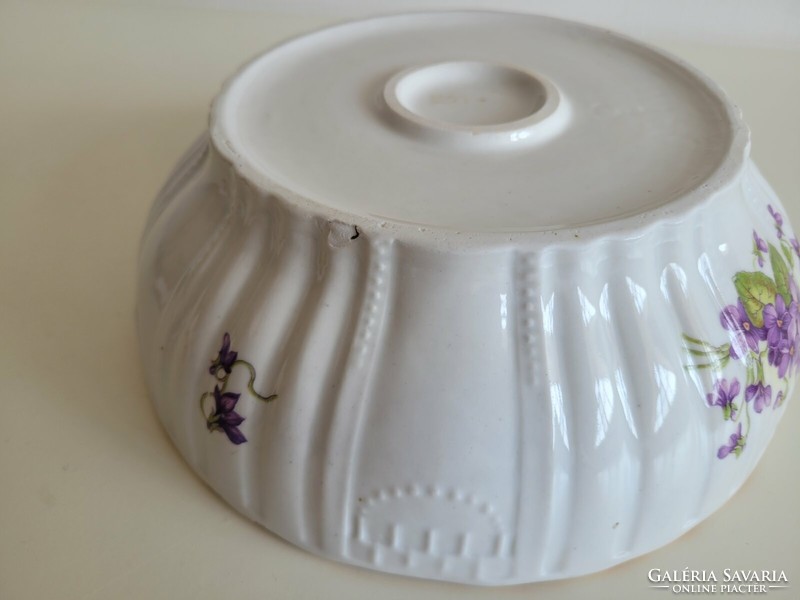 Régi Zsolnay porcelán ibolya mintás népi tál 25 cm