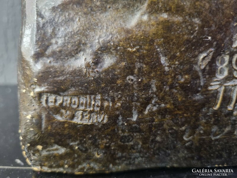 Szecessziós kerámia pipere tükör 1900 körül jelzett - 51417