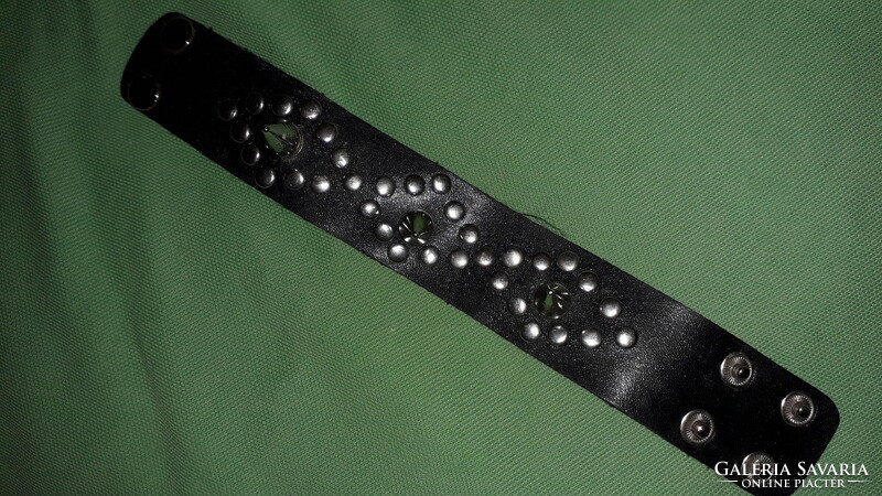 Old heavy metal rocker studded black leather wristband 21 cm as shown in the pictures