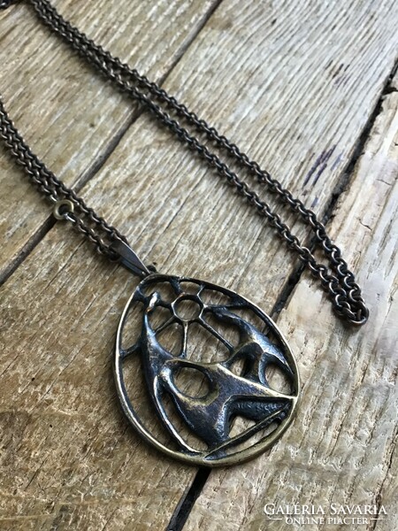 Old industrial copper necklace with pendant