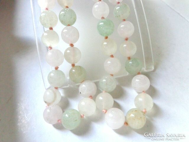 Rose quartz jade and aventurine necklace 68 cm
