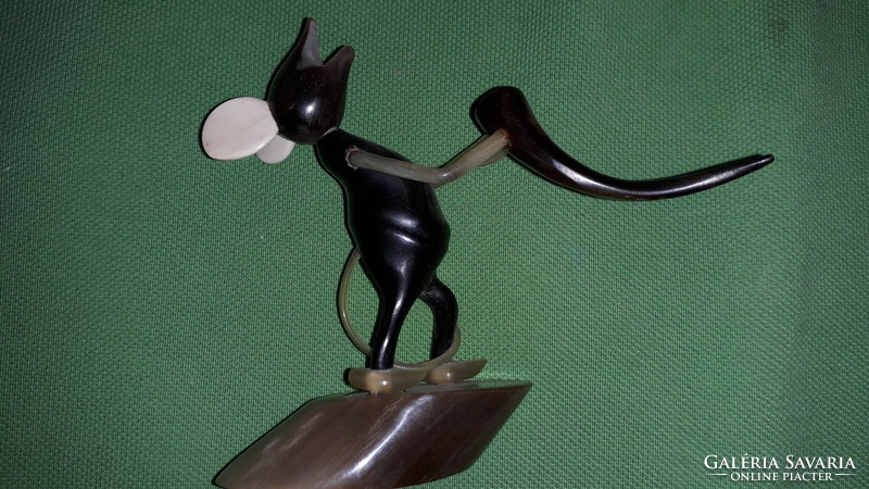 Craftsman art deco figure mouse with drinking horn made of old cattle horn 12 cm according to pictures