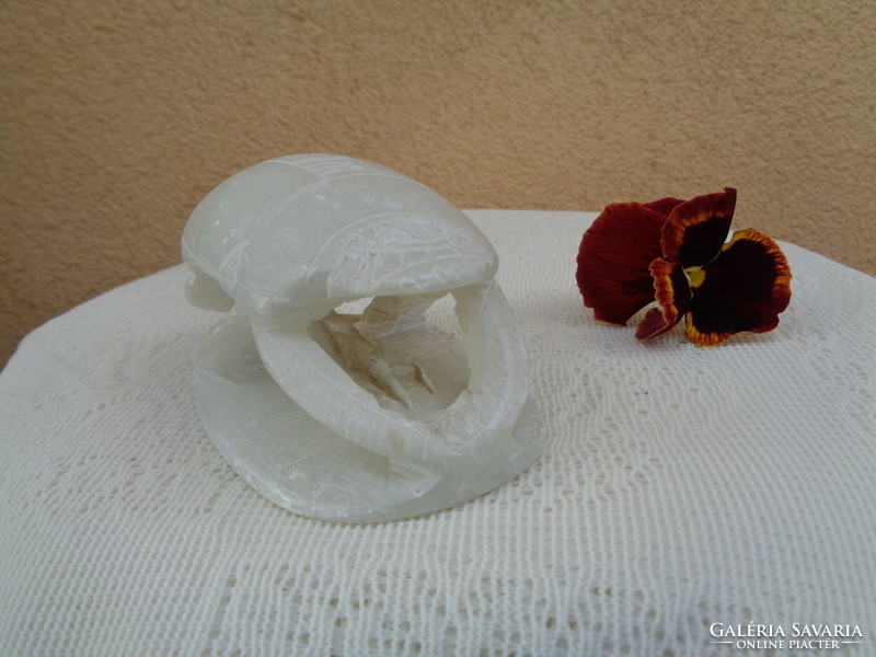 Scarabeus beetle from alabaster, Egyptian, 10 cm, hand carved