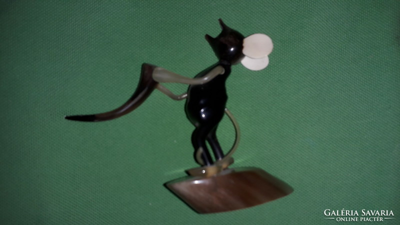 Régi Szarvasmarha szaruból készített Iparművész Art deco figura Egér ivókürttel 12 cm  képek szerint