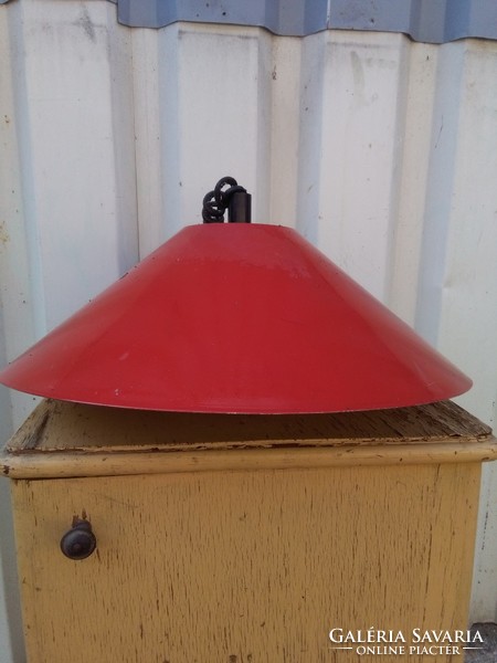 Old enamel, large outdoor lamp, chandelier - industrial loft design - red and white