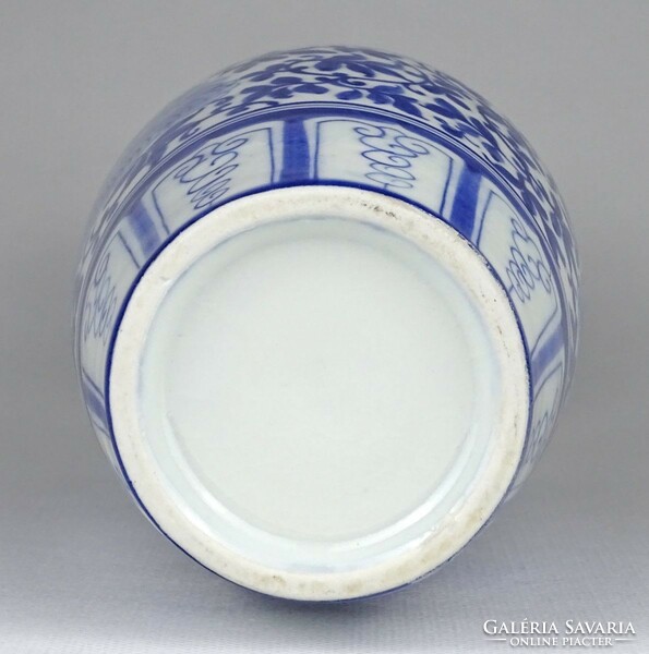 1N031 Régi kék fehér kínai porcelán váza 21 cm