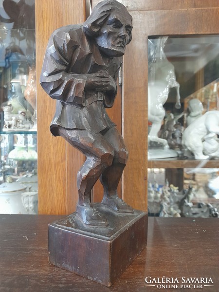 Kobold wood carving marked 1927, statue. 28.5 Cm.