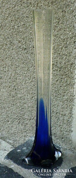 Old blue and white glass fiber vase