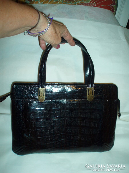 Beautiful vintage genuine crocodile leather handbag
