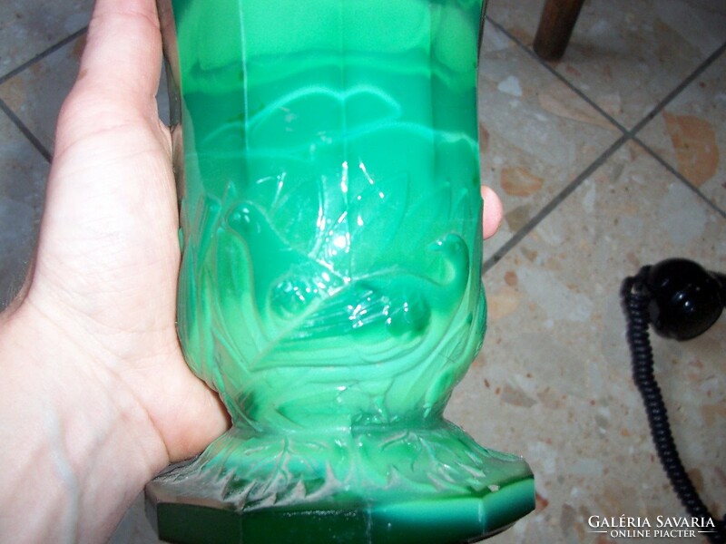 Extra thick green malachite vase
