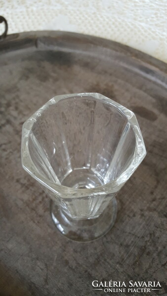 Old octagonal thick-walled glass cup, goblet