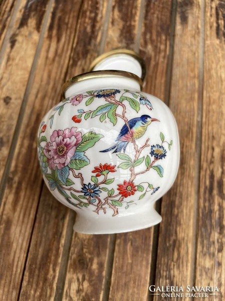 Porcelán madármintás fedeles tégely