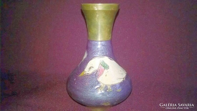 Copper vase with fire enamel decoration