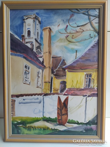 Gallery painting Győr, glazed, in an unopened frame, 40x30 cm