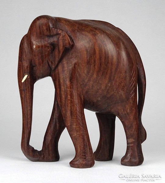 1N028 Faragott teakfa elefánt szobor 15 cm