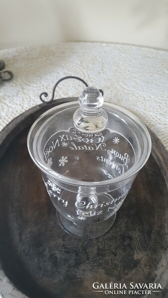 Glass goblet with Christmas inscription