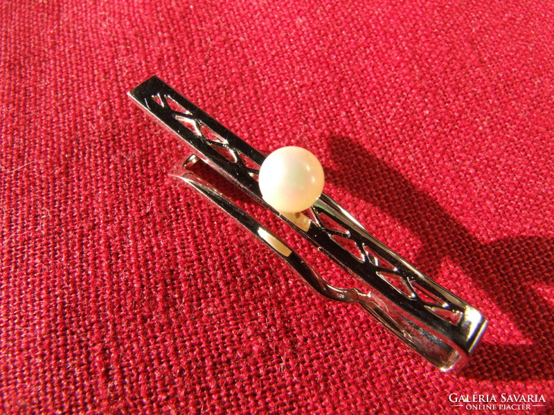 Silver scarf clip with pearls (181215)