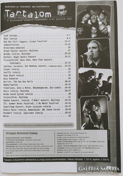 Rockinform magazin #103 2002 Anima Sound System Red Hot Chili Ákos Manu Chao Goo Dolls Quimby Oasis
