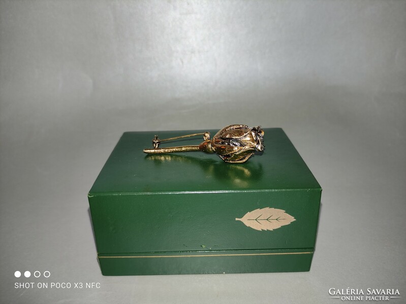 Mid century flora danica eggert denmark 925 sterling silver with 24 carat gold plating rose brooch