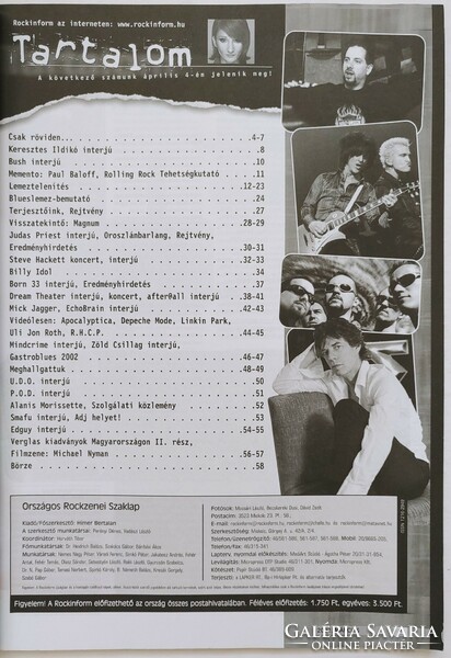 Rockinform magazin #99 2002 Judas Priest Dream Theater Hackett Edguy Billy Idol Magnum Bush Jagger