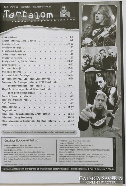 Rockinform magazin #101 2002 Action Pokolgép Judas Priest Hypocrisy Castillo Down Savatage Kid Rock