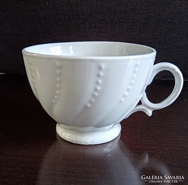 Old white porcelain beaded embossed teacup 9x6.5cm