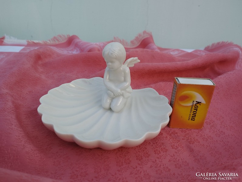 Jewelry holder angel shell, porcelain