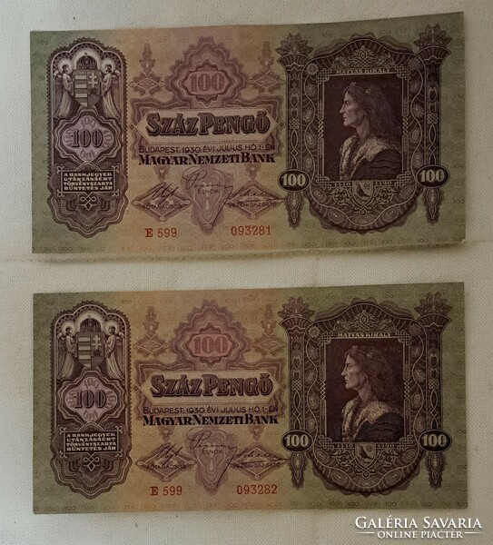 2 pieces of 100 pages with serial numbers, nice paper 1930. (15)