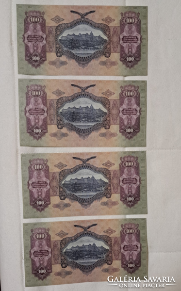 Following serial number, 4 pieces of 100 pages, unfolded, collector's copies 1930. (8)