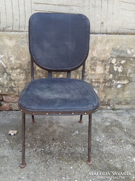 Retro iron frame back workshop chair - industrial loft design