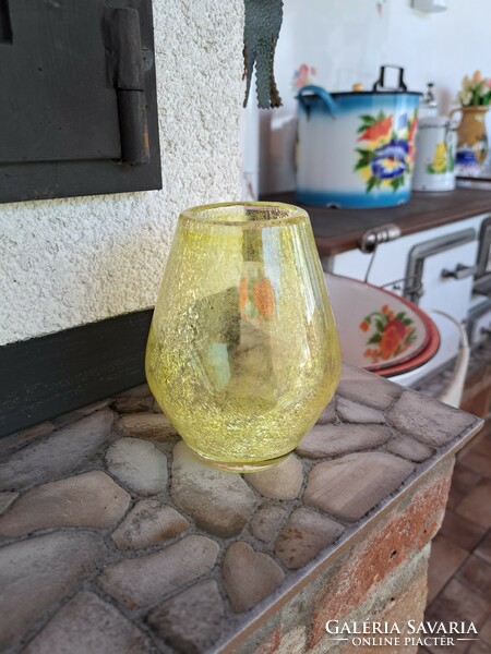 Yellow cracked veil glass veil Carcagi berekfürdő glass vase