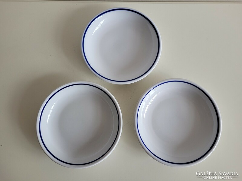 3 db régi kék csíkos Zsolnay porcelán mélytányér tányér
