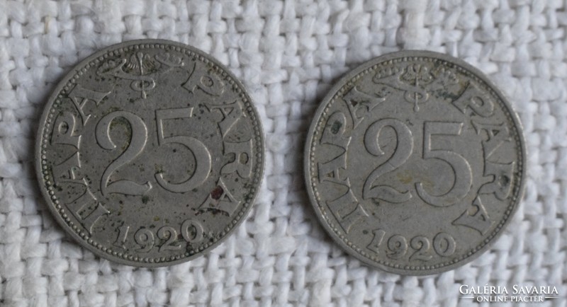 25 Para , Jugoszlávia , pénz , érme , 1920 , 2 darab