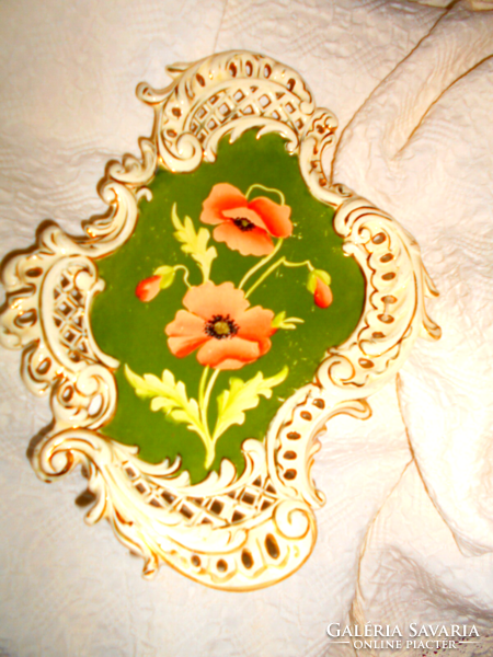 Art Nouveau porcelain bowl with openwork border - flower pattern