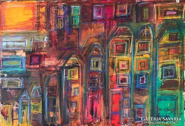Coloured Houses   60x40cm abstract egyedi vászonkép