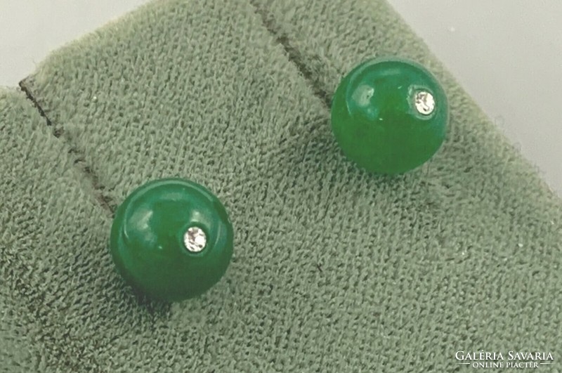 Silver earrings with jade gemstones, 925!--New