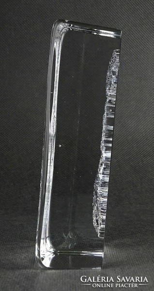 1N121 Norvégia domborzata művészi üveg levélnehezék 13 cm 1kg