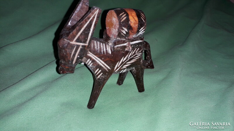 Antique Egypt travel souvenir table decoration wooden water barrel donkey with donkey figure as in pictures