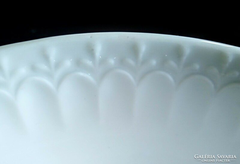 Old white porcelain bowl with embossed pattern 24x6cm
