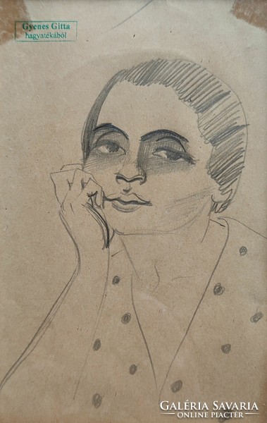 Gyenes Gitta ( 1888 - 1960 ) Lány pöttyös blúzban