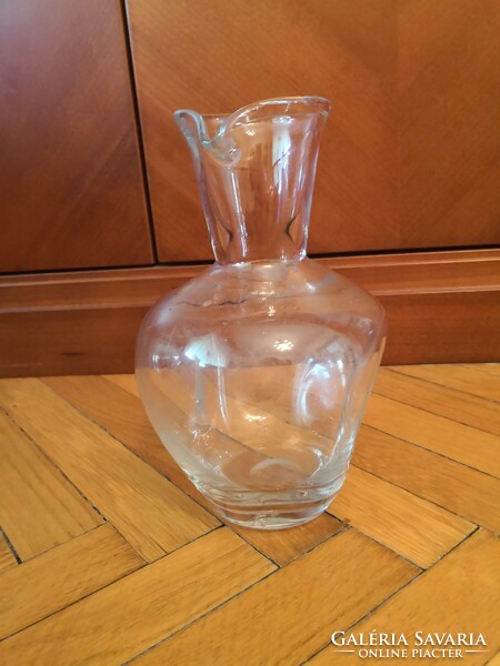 Special antique glass jug - broken glass, with an interesting handle