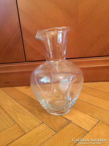 Különleges antik üvegkancsó - szakított üveg, érdekes fogó megoldással