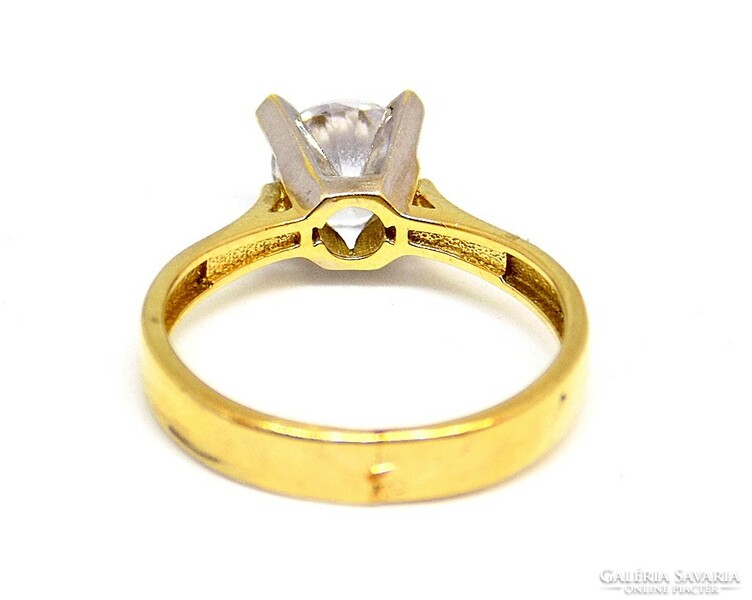 Yellow-white gold solitaire ring (zal-102933)