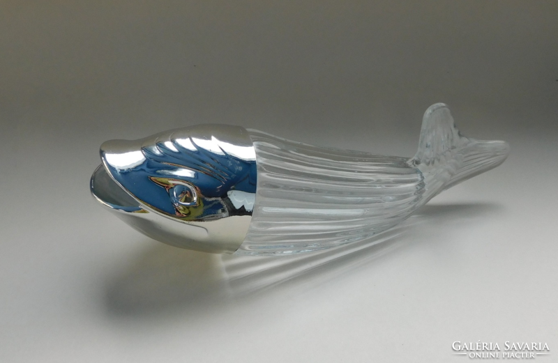 Retro üveg mogyorókínáló hal
