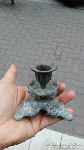 Baroque candle holder, cast iron, 8 cm antique piece.