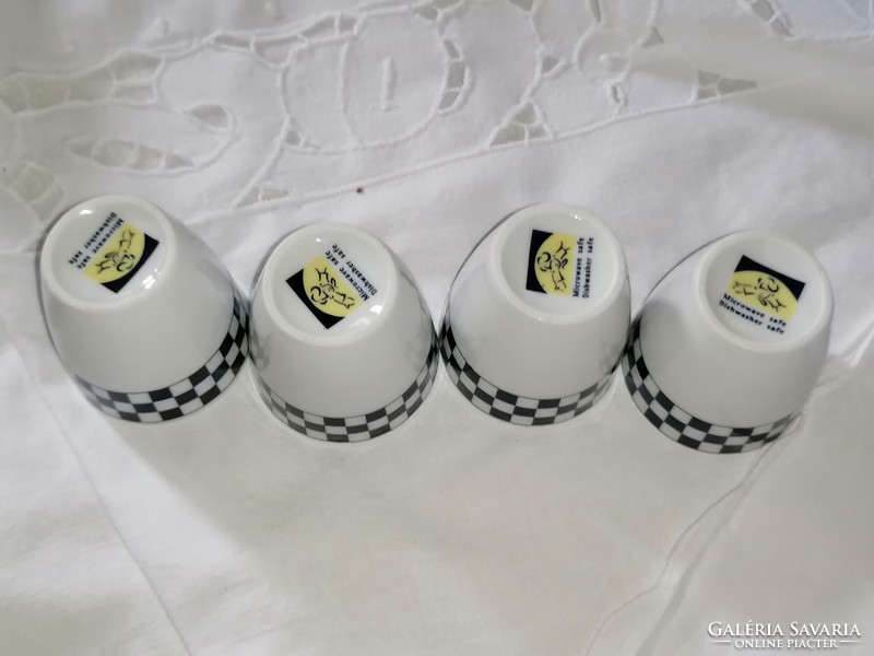 Retro black and white checkered brandy cups