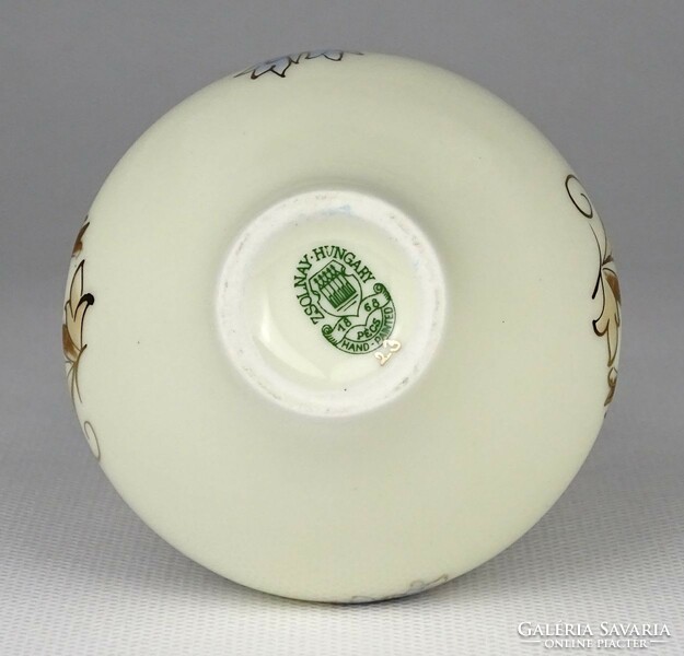 1N729 Zsolnay porcelain vase with cornflower in butter color, decorative vase 8 cm
