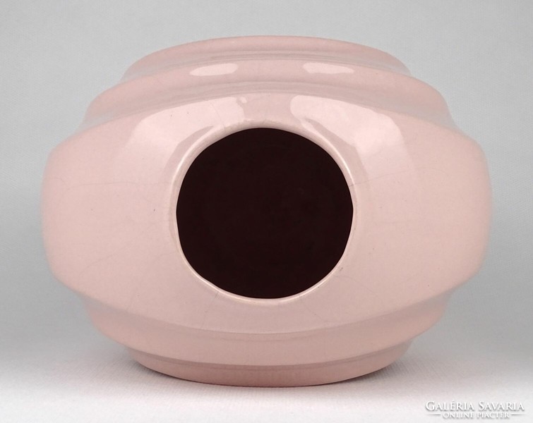 1M523 Formatervezett jelzett púder színű porcelán váza stúdió váza 21.5 cm