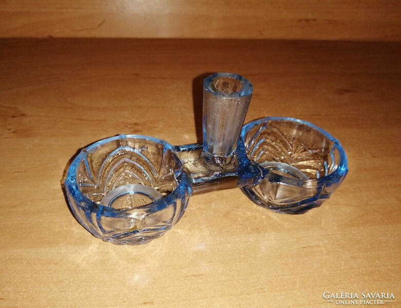 Retro blue glass table salt and pepper shaker (25/d)